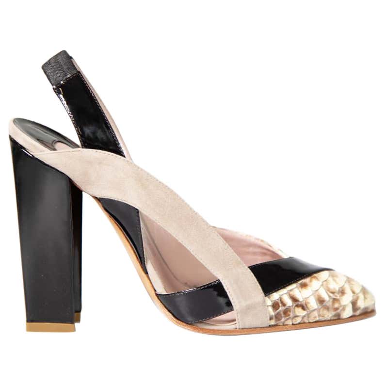 Chloé Python Leather Slingback Heels Size IT 37 For Sale at 1stDibs