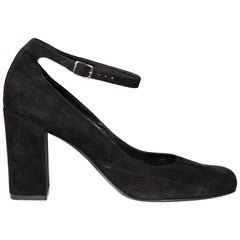 Saint Laurent Black Suede Mary Jane High Heels Size IT 39.5