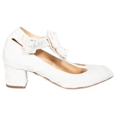 Charlotte Olympia White Bow Accent Mary Jane Heels Size IT 39