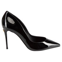 Dolce & Gabbana SS24 Schwarze Lackleder Heels mit Absatz aus Lackleder Größe IT 39