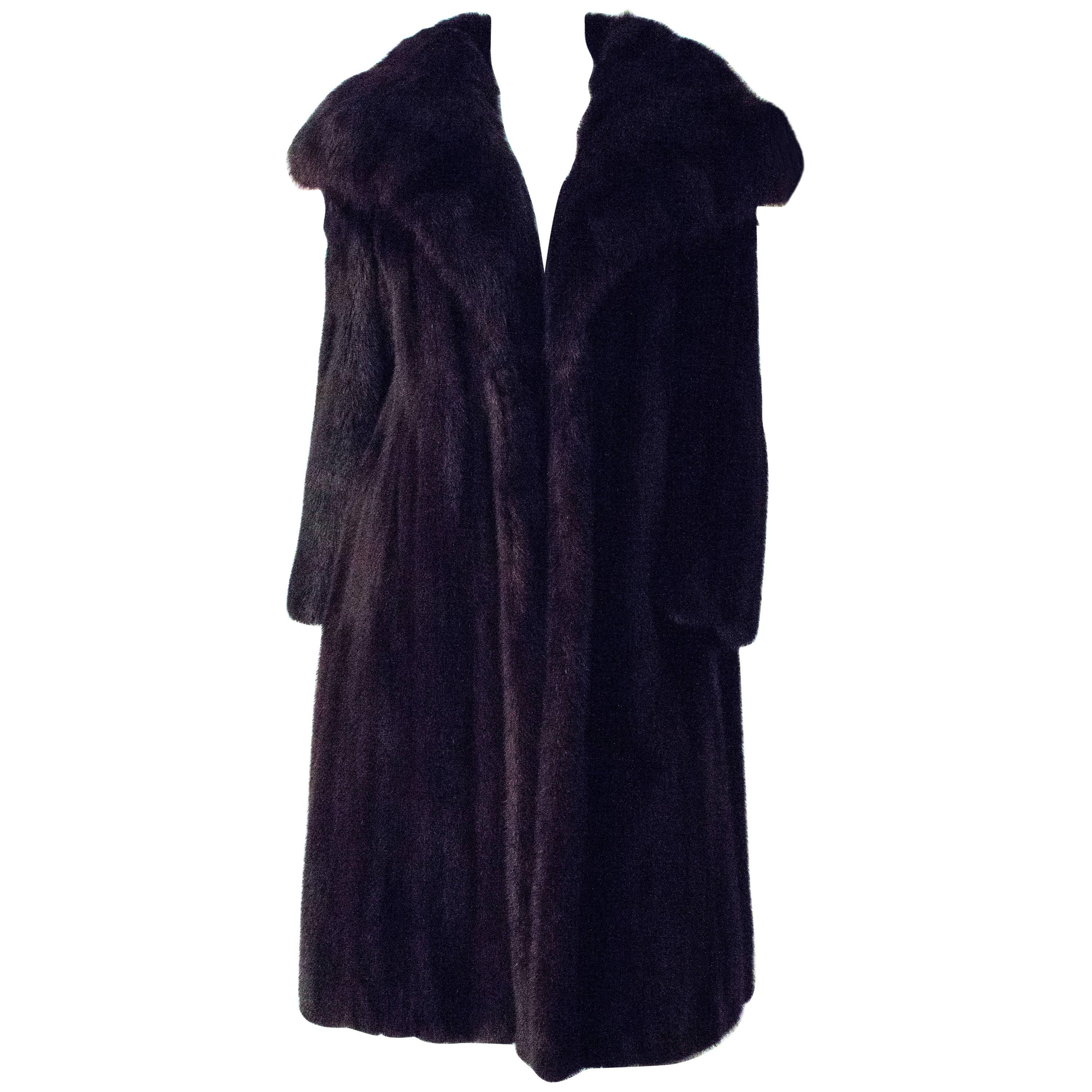 70s Dark Brown Mink Coat with Sable Collar