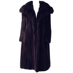 Vintage 70s Dark Brown Mink Coat with Sable Collar