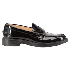 Tod's Black Patent Leather Gomma Basso Loafers Size IT 37
