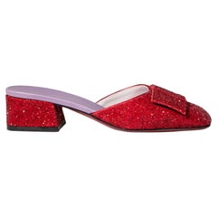 Used Victoria Beckham Red Glitter Harper Mules Size IT 36