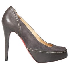 Used Christian Louboutin Grey Contrast Stitch Pumps Size IT 38.5
