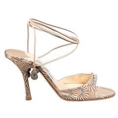 Jimmy Choo Brown Satin Leo Browne Strappy Sandals Size IT 37.5