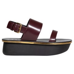 Marni Burgundy Leather Platform Sandals Size IT 38