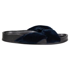 Chloé Navy Velvet Nolan Slides Size IT 37