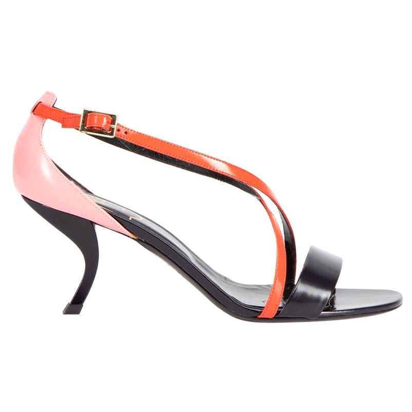 Roger Vivier Red Leather Strap Heeled Sandals Size IT 38 For Sale