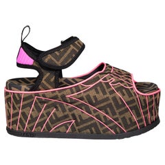 Fendi Brown Zucca Pattern Platform Sandals Size IT 40