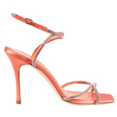 Manolo Blahnik Orange Embellished Sandals Size IT 36.5