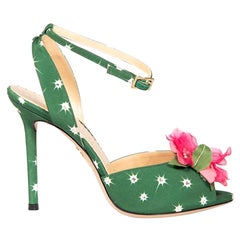 Charlotte Olympia Green Floral Embellished Sandals Size IT 38