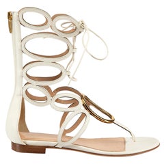 Sergio Rossi White Leather Ring Gladiator Sandals Size IT 36