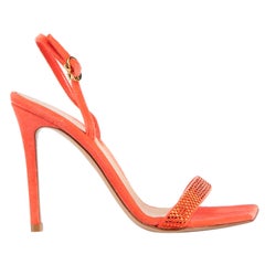 Gianvito Rossi Orange Velvet Britney Heeled Sandals Size IT 36.5