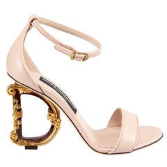 Dolce & Gabbana SS24 Powder Pink Leather Kiera 105 Sandals Size SML S
