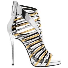 Giuseppe Zanotti NEW & SOLD OUT Metallic Leather Gladiator Evening Heels in Box