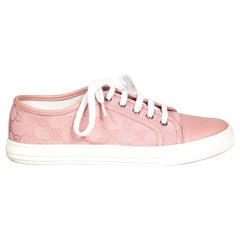 Gucci Pink Monogram Low-Top Trainers Size IT 38.5
