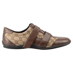 Gucci Brown Leather Logo Print Trainers Size IT 40