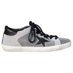 Used Golden Goose Silver Knit Superstar Trainers Size IT 37