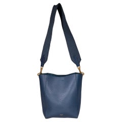 Céline Navy Leather Small Sangle Bucket Bag