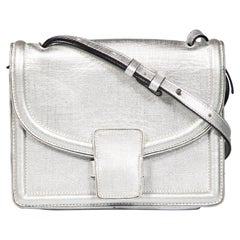 Dries Van Noten Silver Leather Flap Crossbody Bag