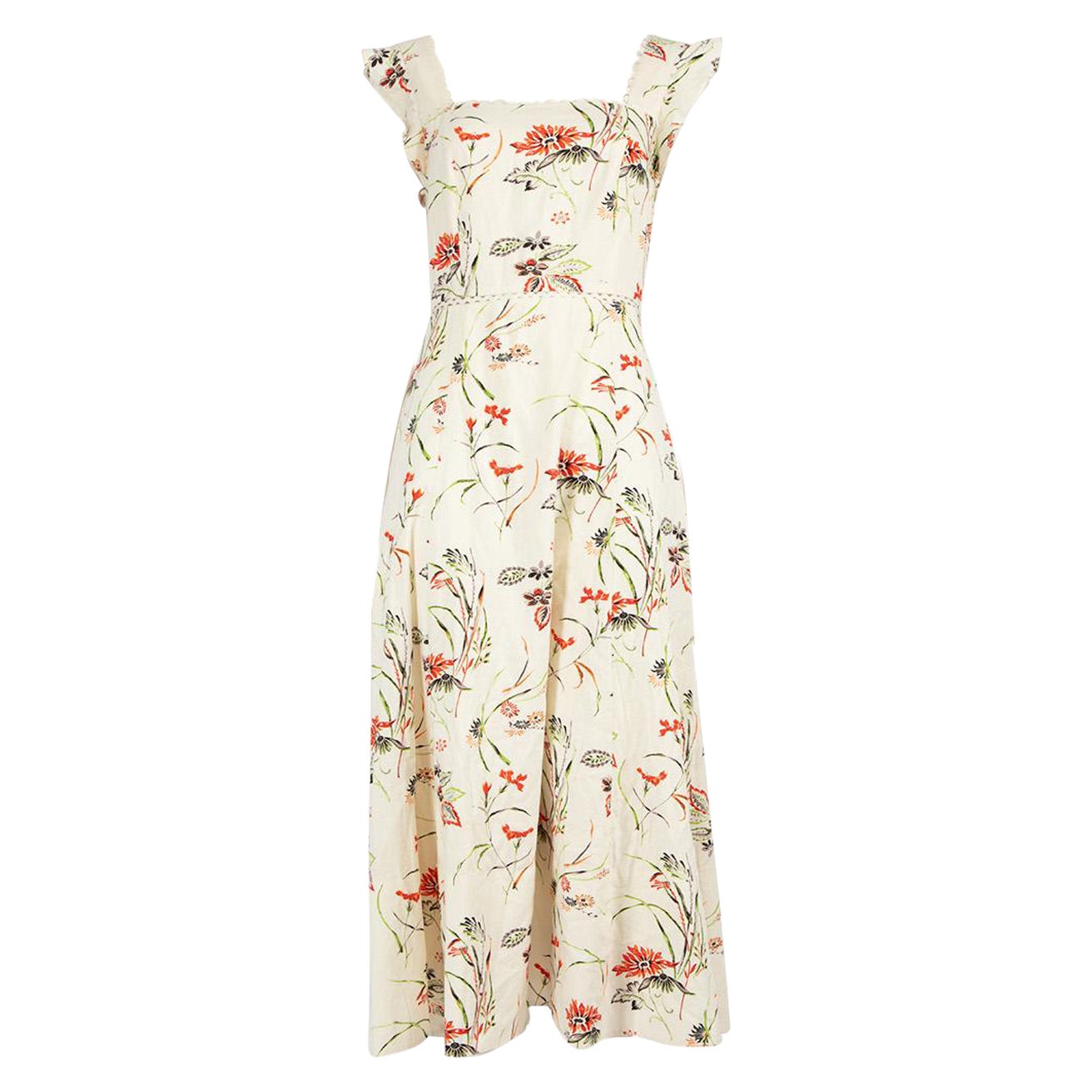 ME+EM Floral Pattern Scalloped Detail Dress Size M For Sale