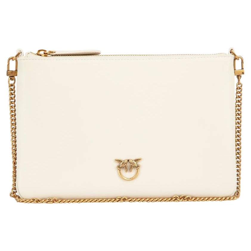 Pinko White Leather Classic Flat Love Bag Simply For Sale