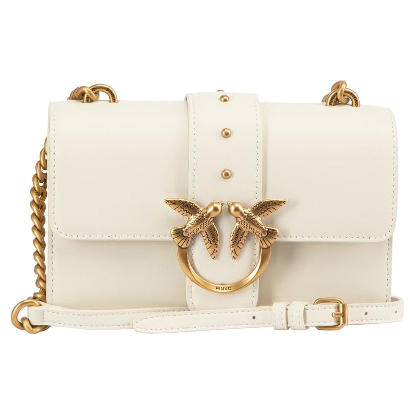 Pinko White Leather Love One Mini Crossbody Bag For Sale