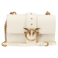 Pinko White Leather Love One Mini Crossbody Bag