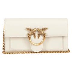 Pinko White Leather Love One Wallet on Chain