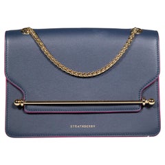 Strathberry Navy Leather East West Shoulder Bag