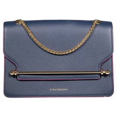 Strathberry Navy Leather East West Shoulder Bag