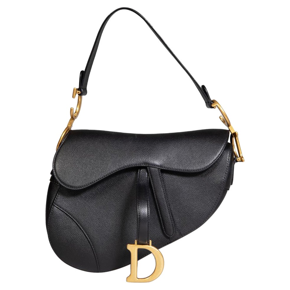 Dior Black Calfskin Saddle Bag For Sale