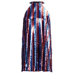 Halpern Mehrfarbig gestreiftes Kleid mit Neckholder-Ausschnitt und Pailletten Größe S