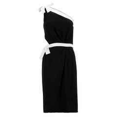 Azzaro Black and White Cutout One Shoulder Mini Dress Size M