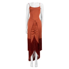 Cult Gaia Brown Natalia Fringe Hem Midi Dress Size XS