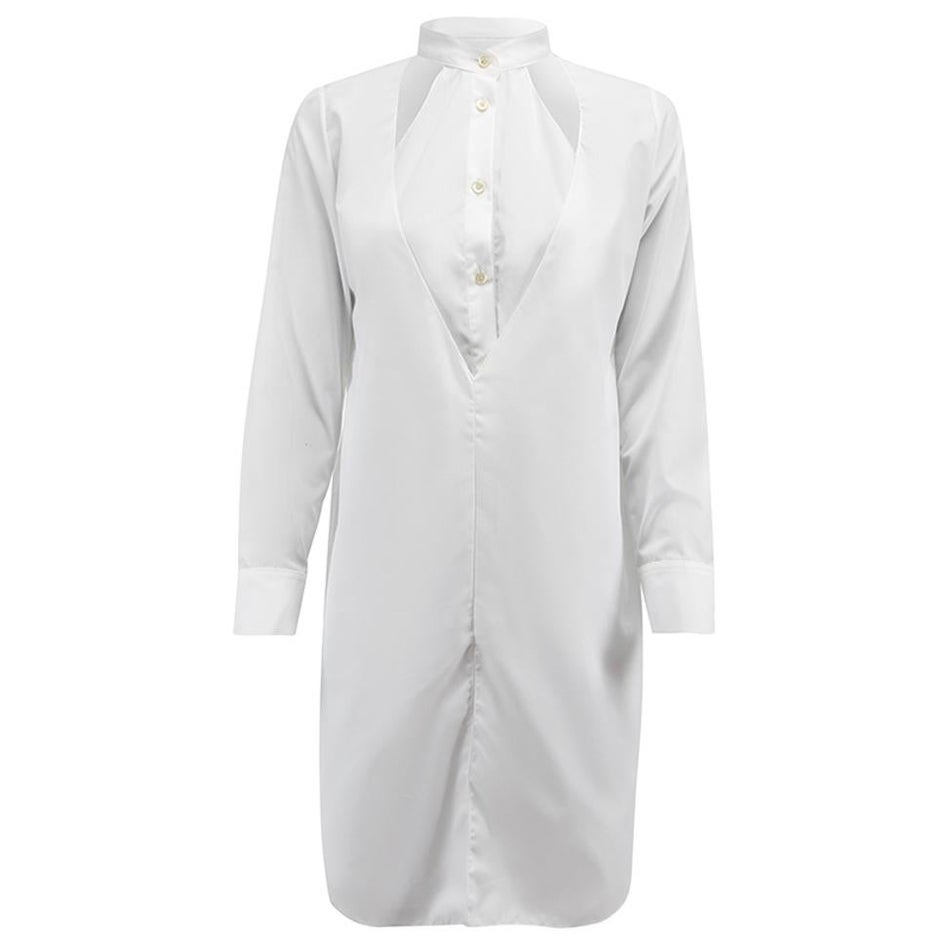 Sanne White Shirt Style Mini Dress Size M For Sale