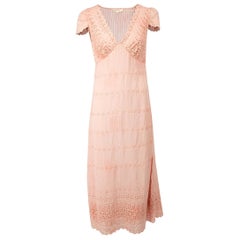 LoveShackFancy Pink Broderie Anglaise Midi Dress Size S