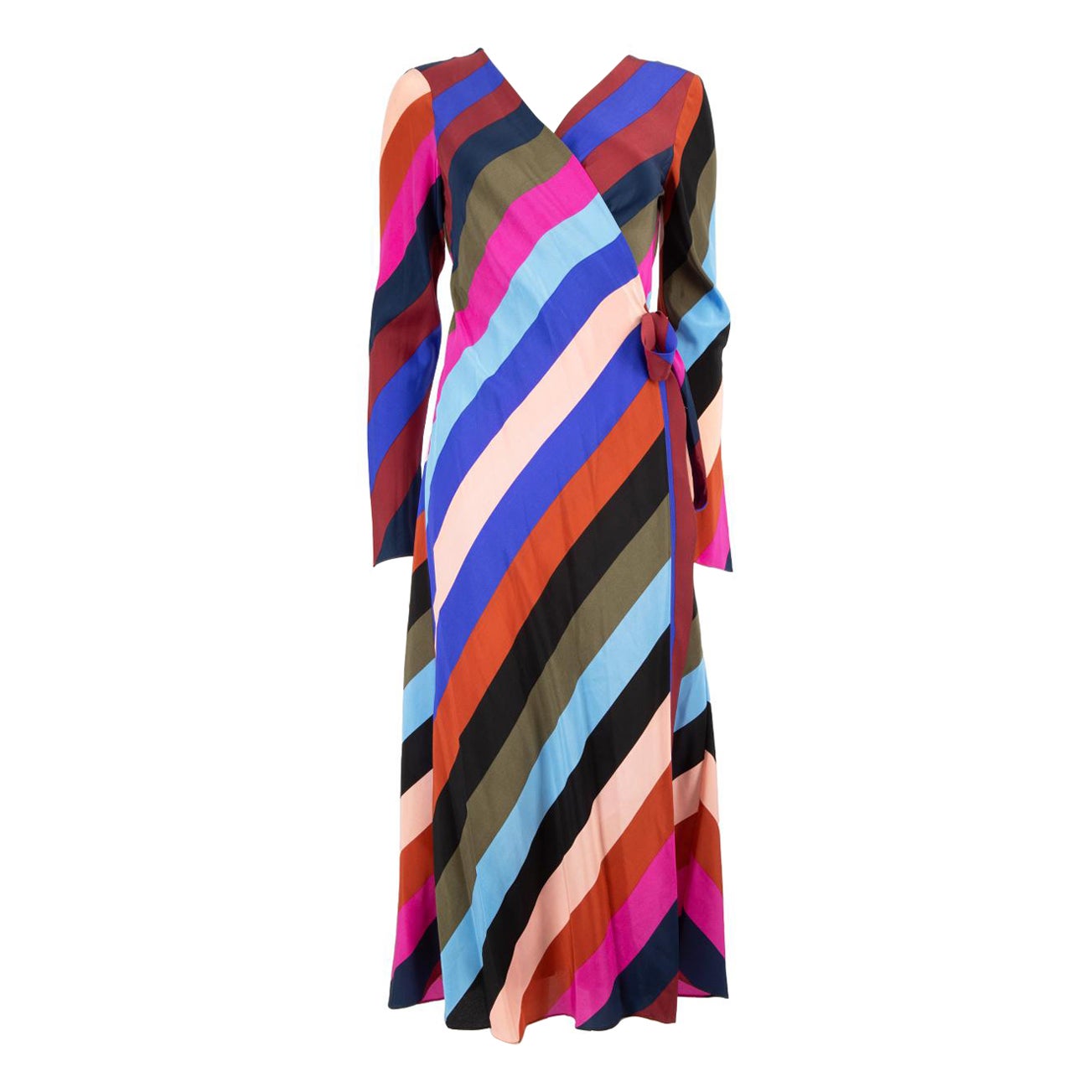 Diane Von Furstenberg Carson Striped Wrap Dress Size M For Sale