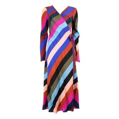 Used Diane Von Furstenberg Carson Striped Wrap Dress Size M