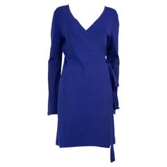 Diane Von Furstenberg Blue Long Sleeves Wrap Dress Size M