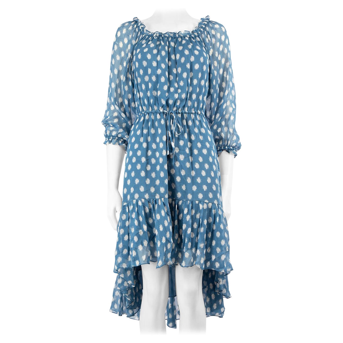 Diane Von Furstenberg Blue Silk Print Mini Dress Size M For Sale