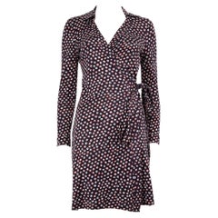 Diane Von Furstenberg Silk Soft Collar Pattern Wrap Dress Size M