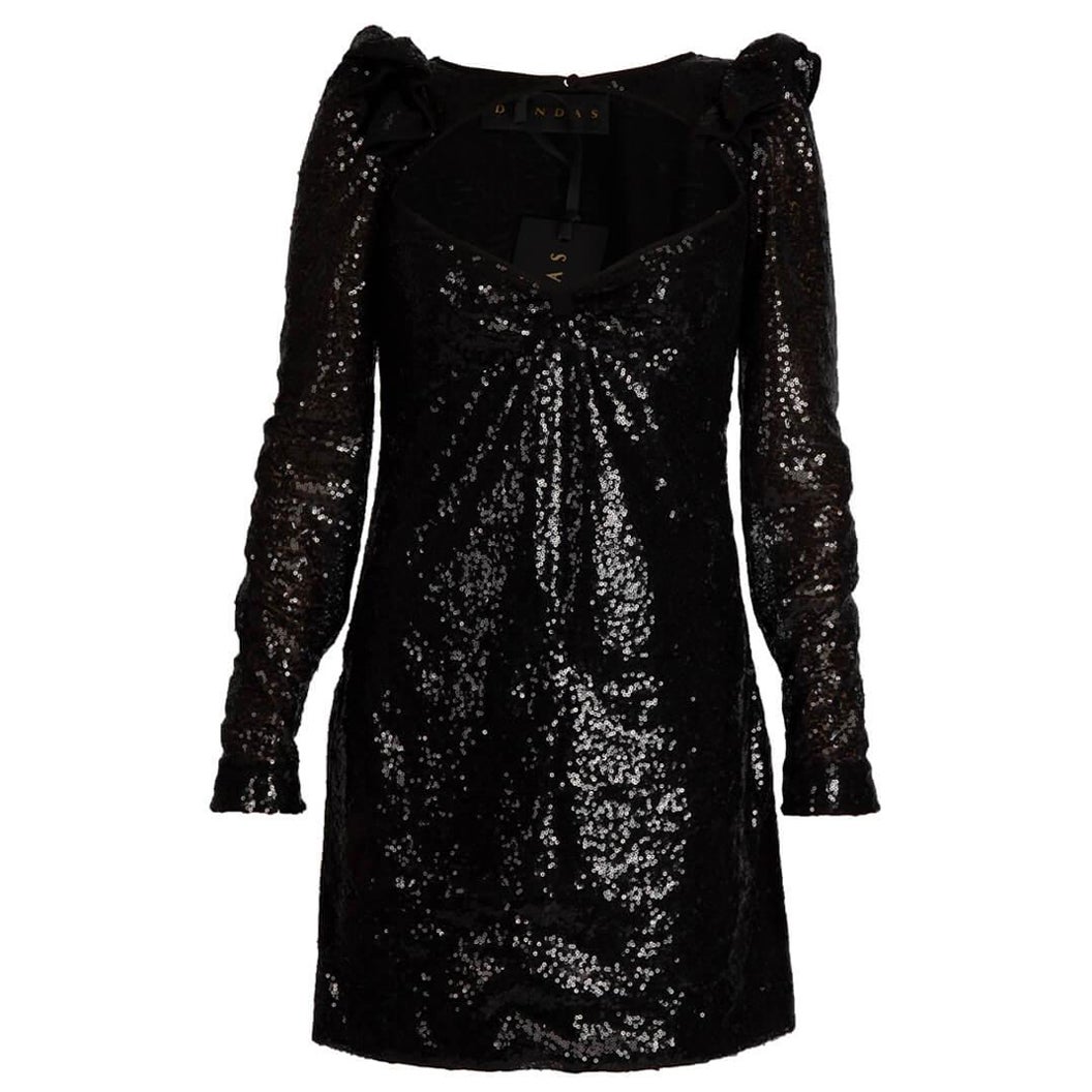 Dundas Sequin Mini Dress Black Polyester Size XS For Sale