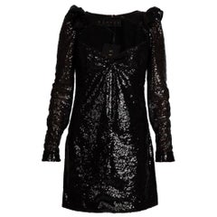 Dundas Sequin Mini Dress Black Polyester Size XS