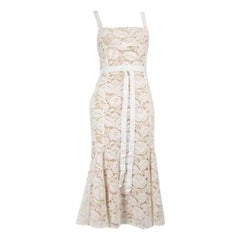 Oscar de la Renta White Floral Lace Sleeveless Dress Size M