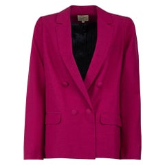 Sézane Fuchsia Textured Double Breasted Blazer Size M