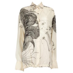 Dries Van Noten Ecru Silk Abstract Print Shirt Size XS