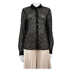 Diane Von Furstenberg Black Lace See Through Shirt Size XXL