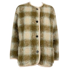 Pomandère Green Wool Plaid Pattern Jacket Size XS